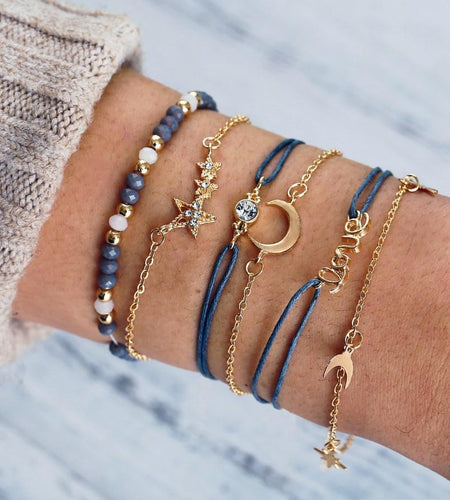 Crystal Celestial Marble 6 Piece Bracelet Set