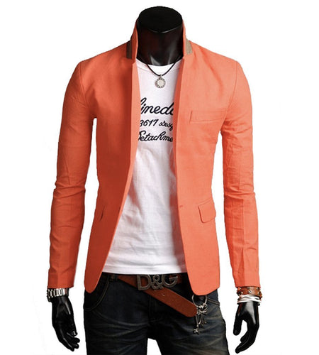 Mens Stand Collar Casual Blazer